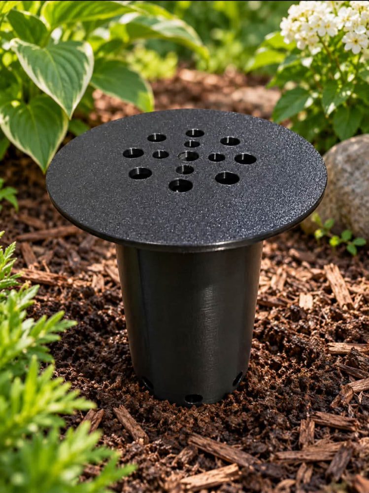 Dispositif d'arrosage racinaire et de fertilisation pour potagers, fleurs et arbustes.